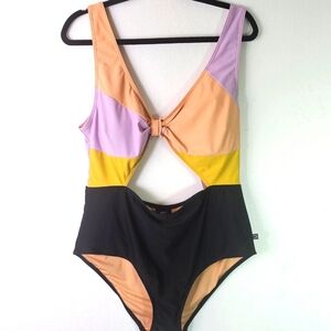 CCX Lulu Splice Womens Colorblock One Piece Swimsuit Sz M(18)